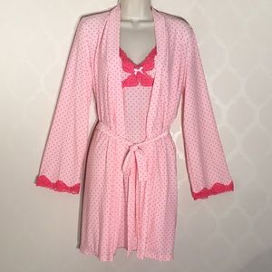 PINK POLKA DOT NIGHTGOWN & ROBE